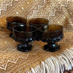 Smoky Amber Sherbet Glasses set of 4